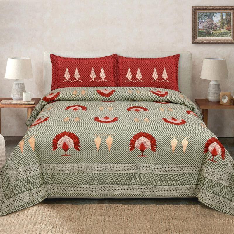 Buy Mayoor Mela Bedsheet - Olive Bedsheets from Vaaree