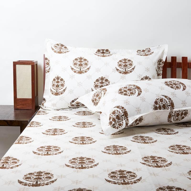 Buy Mayurakshi Printed Bedsheet - Brown Bedsheets from Vaaree