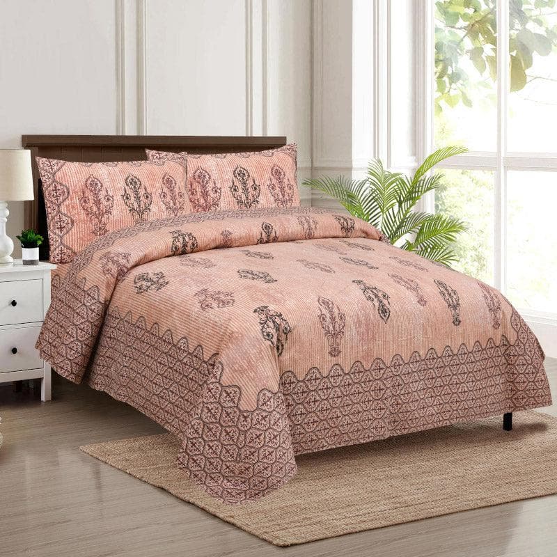 Buy Mayurankh Printed Bedsheet - Peach Bedsheets from Vaaree