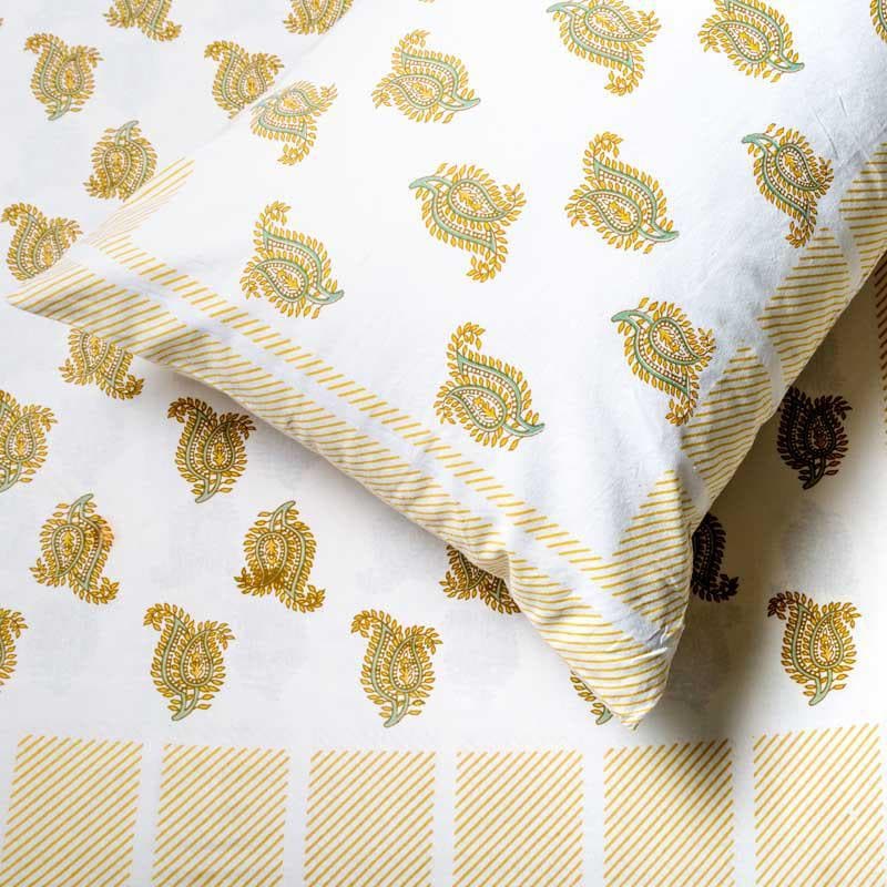 Buy Medhya Printed Bedsheet - Yellow Bedsheets from Vaaree