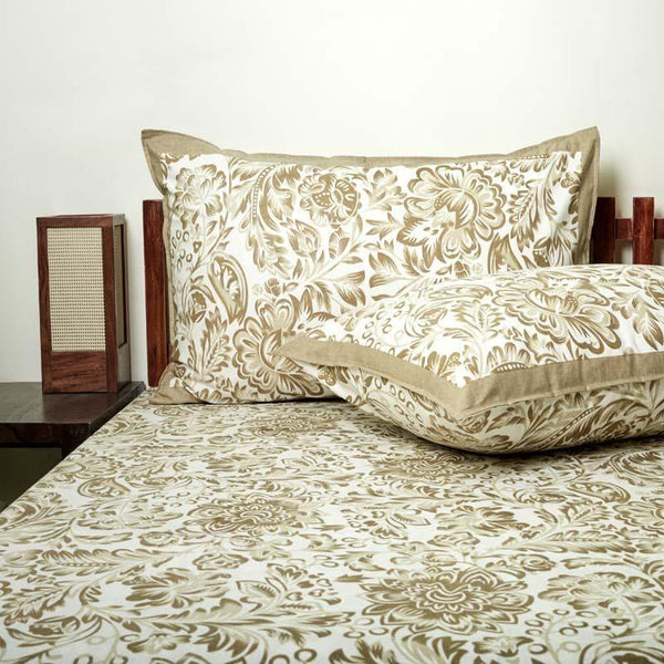 Buy Micola Floral Printed Bedsheet - Brown Bedsheets from Vaaree