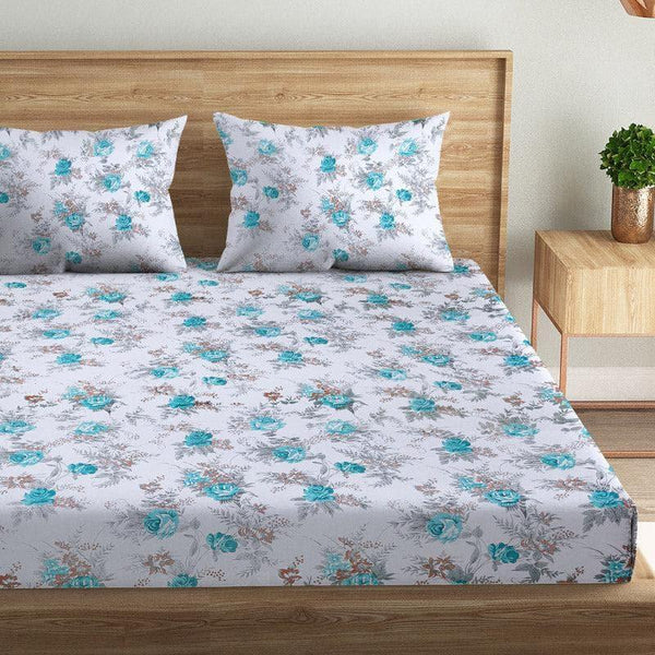 Buy Midnight Blooms Bedsheet- Turquoise Green Bedsheets from Vaaree