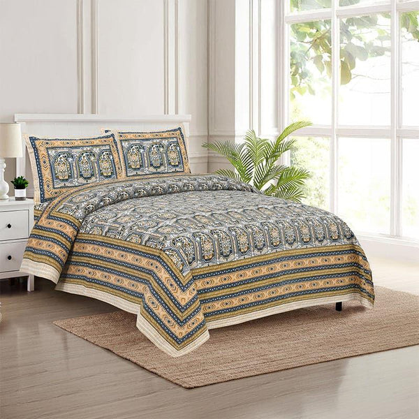 Buy Mikaya Shine Bedsheet - Blue & Yellow Bedsheets from Vaaree