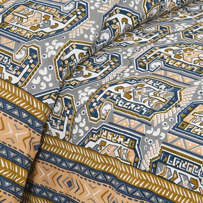 Buy Bedsheets - Mikaya Shine Bedsheet - Blue & Yellow at Vaaree online