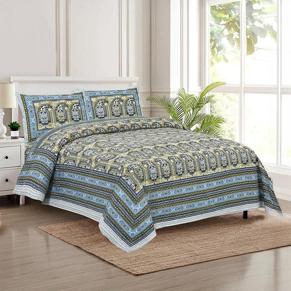 Buy Mikaya Shine Bedsheet - Green & Blue Bedsheets from Vaaree