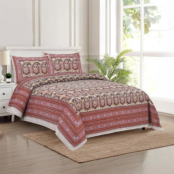 Buy Mikaya Shine Bedsheet- Red & Brown Bedsheets from Vaaree