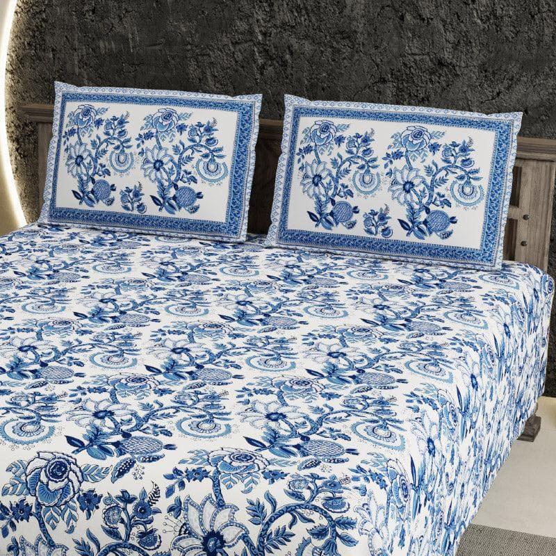 Bedsheets - Milona Floral Bedsheet - Blue