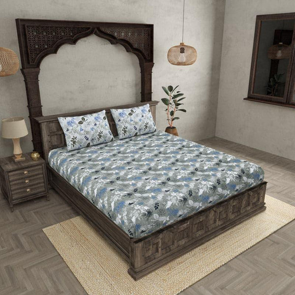 Buy Miracle Merge Floral Bedsheet - Grey Bedsheets from Vaaree