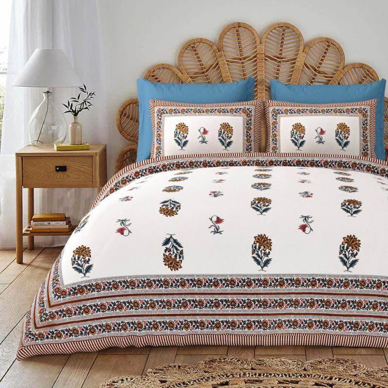 Buy Miren Floral Bedsheet - Blue Bedsheets from Vaaree