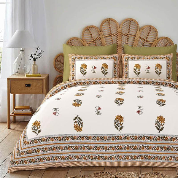 Buy Miren Floral Bedsheet - Olive Green Bedsheets from Vaaree