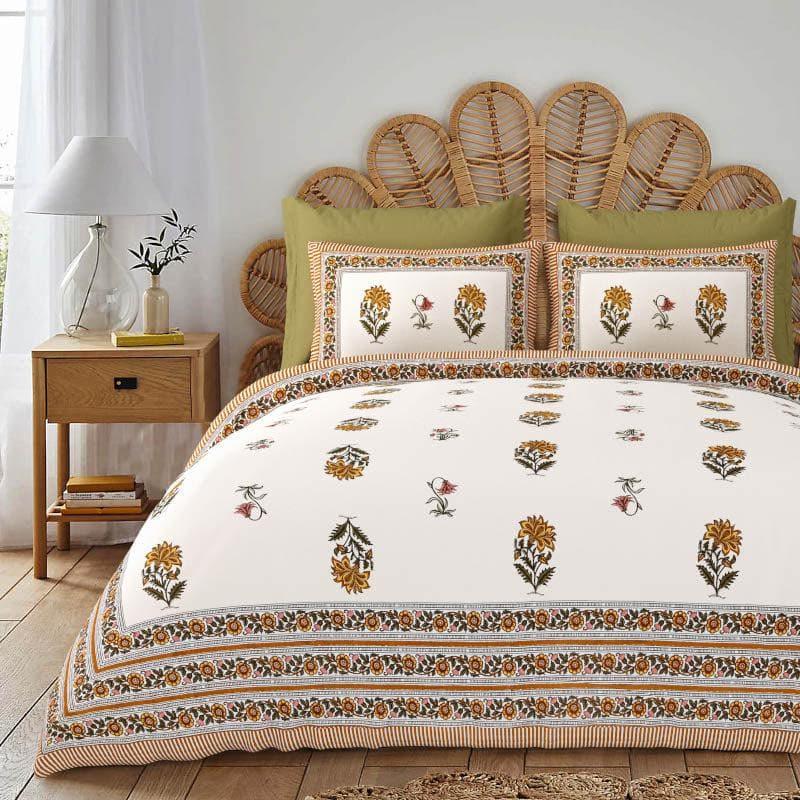 Buy Miren Floral Bedsheet - Olive Green Bedsheets from Vaaree