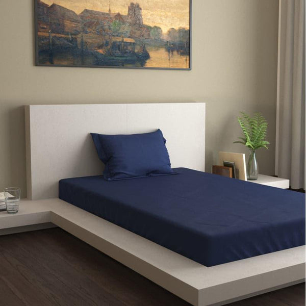 Buy Monochrome Luxe Solid Bedsheet - Midnight Blue Bedsheets from Vaaree