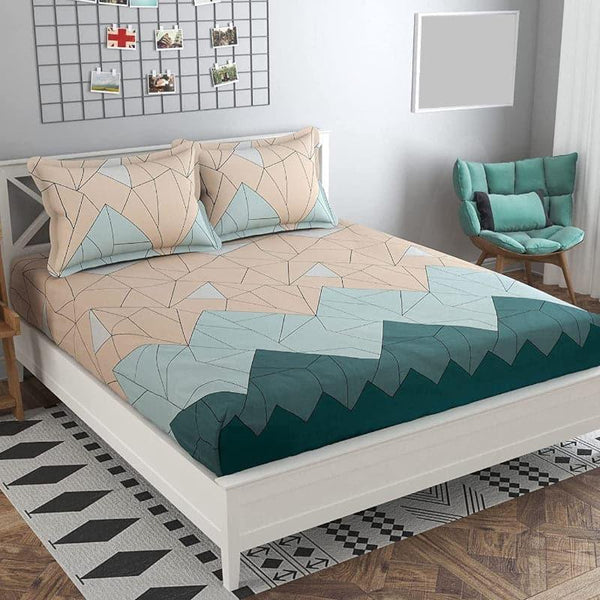 Buy Bedsheets - Mosaic Abstract Bedsheet - Blue & Peach at Vaaree online
