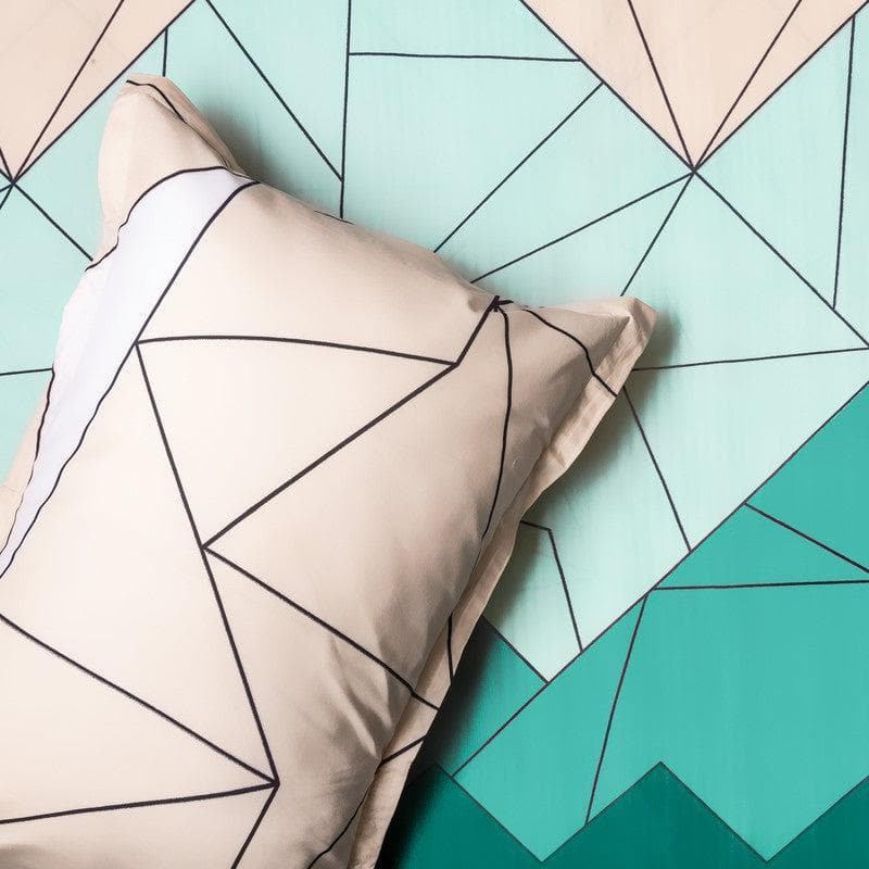 Buy Mosaic Abstract Bedsheet - Green & Peach Bedsheets from Vaaree