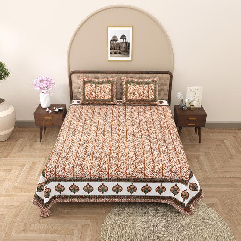 Buy Mridula Ethnic Printed Bedsheet - Rust Bedsheets from Vaaree