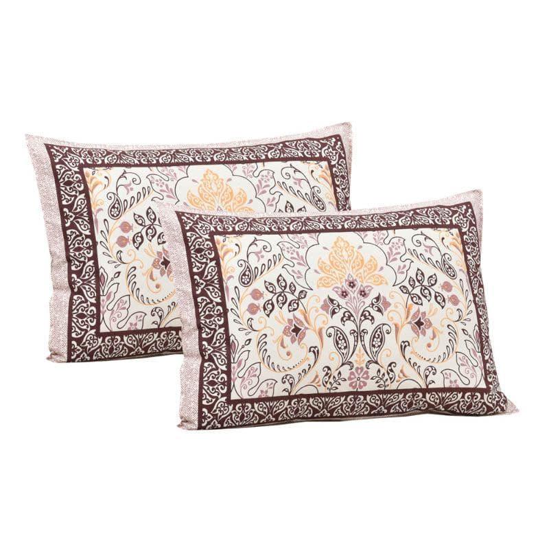 Bedsheets - Mughal Jaali Printed Bedsheet - Purple & Beige