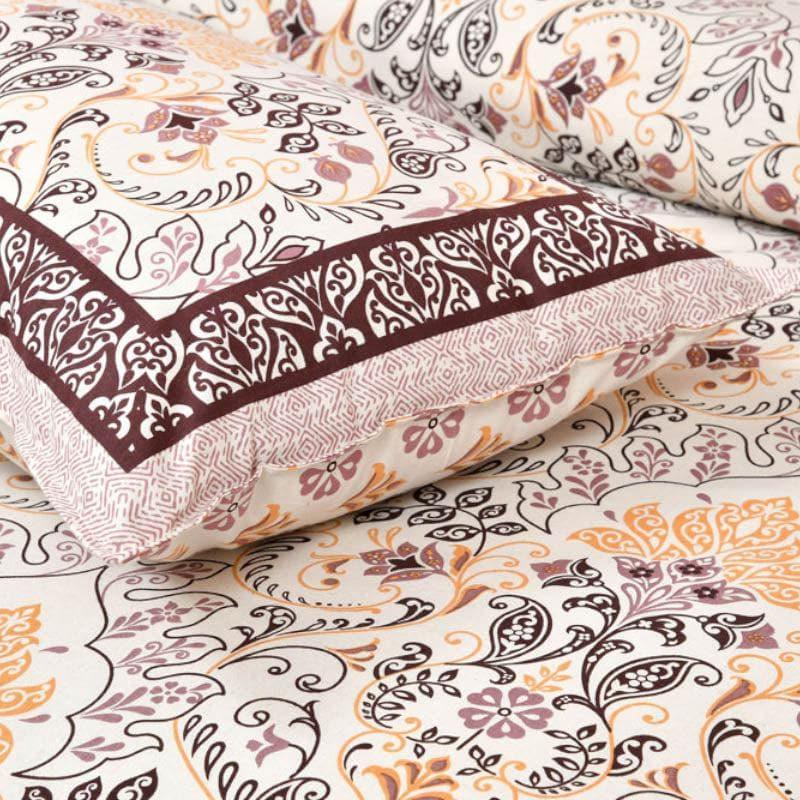 Bedsheets - Mughal Jaali Printed Bedsheet - Purple & Beige