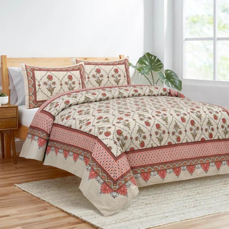 Buy Mughal Jaali Printed Bedsheet - Red & Beige Bedsheets from Vaaree