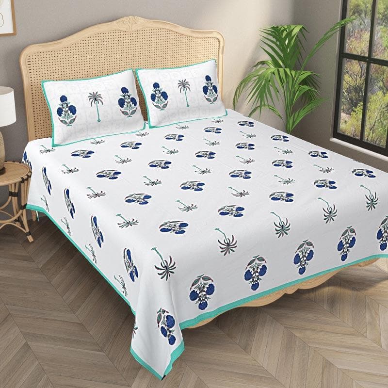 Bedsheets - Mughal Melody Bedsheet - Blue