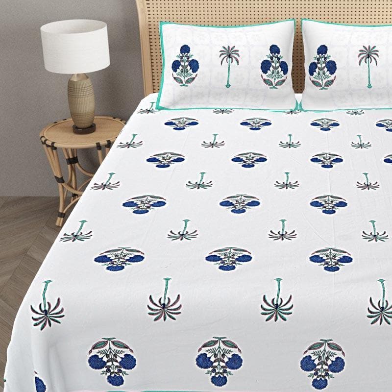 Bedsheets - Mughal Melody Bedsheet - Blue