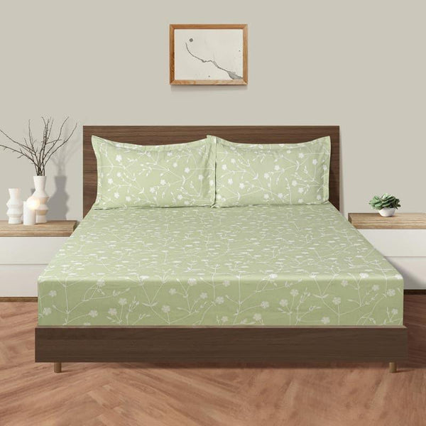 Bedsheets - Myra Floral Bedsheet - Green