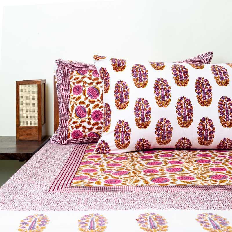 Buy Nargis Ethnic Printed Bedsheet - Red Bedsheets from Vaaree