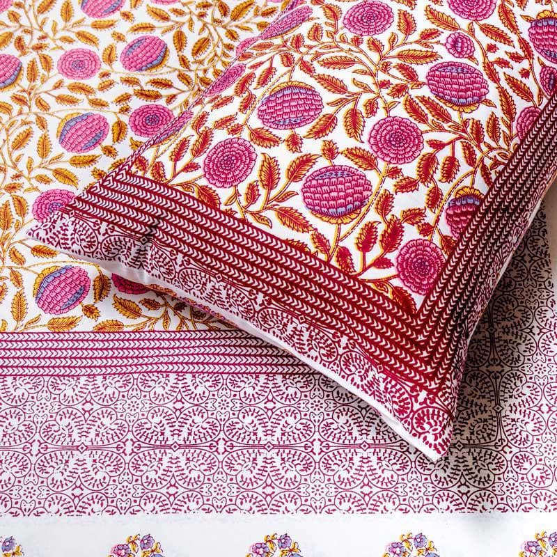 Buy Nargis Ethnic Printed Bedsheet - Red Bedsheets from Vaaree