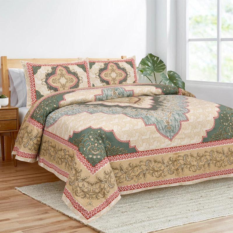 Buy Neelakshi Ethnic Bedsheet - Beige Bedsheets from Vaaree