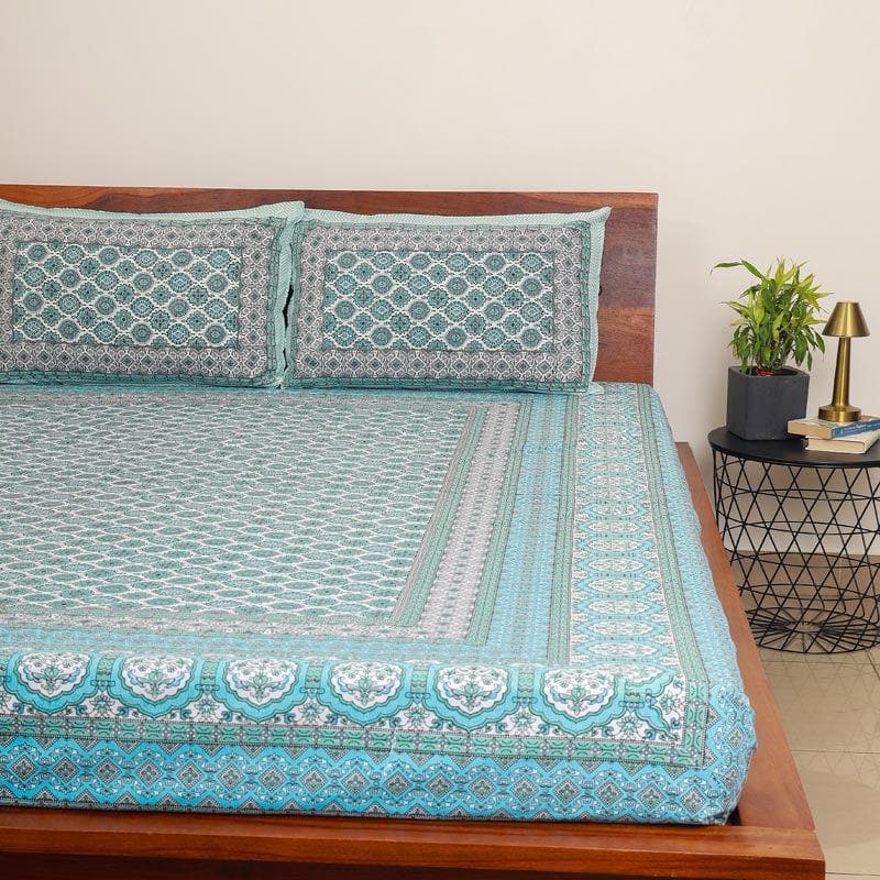 Buy Neelambari Jaipuri Bedsheet - Blue Bedsheets from Vaaree