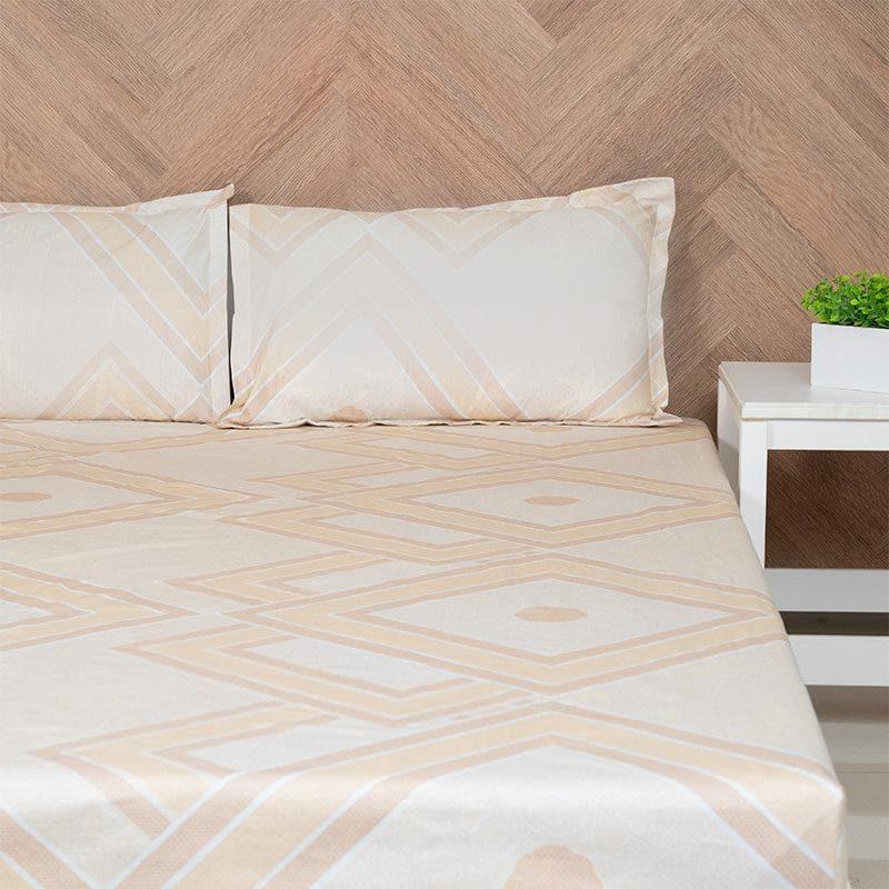 Buy Neinia Printed Reversible Bedsheet - Beige & Lavender Bedsheets from Vaaree