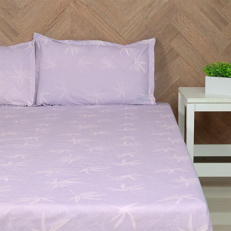 Bedsheets - Neinia Printed Reversible Bedsheet - Beige & Lavender