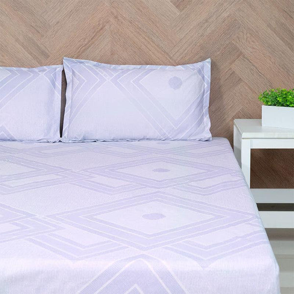 Bedsheets - Neinia Printed Reversible Bedsheet - Purple & Green