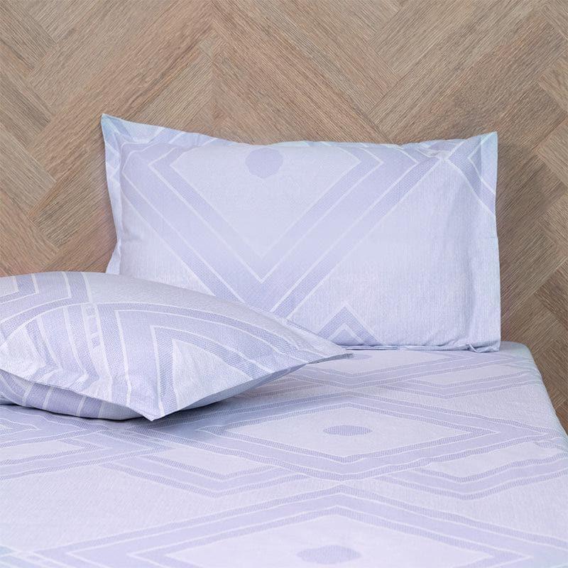 Bedsheets - Neinia Printed Reversible Bedsheet - Purple & Green