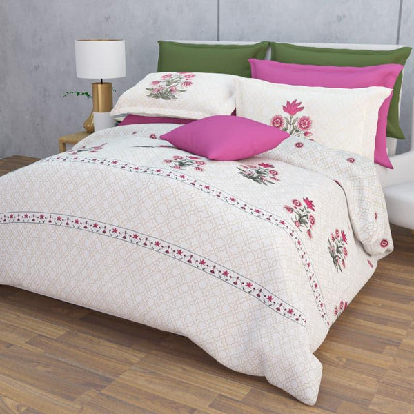 Buy Neja Ethnic Floral Bedsheet - White & Red Bedsheets from Vaaree