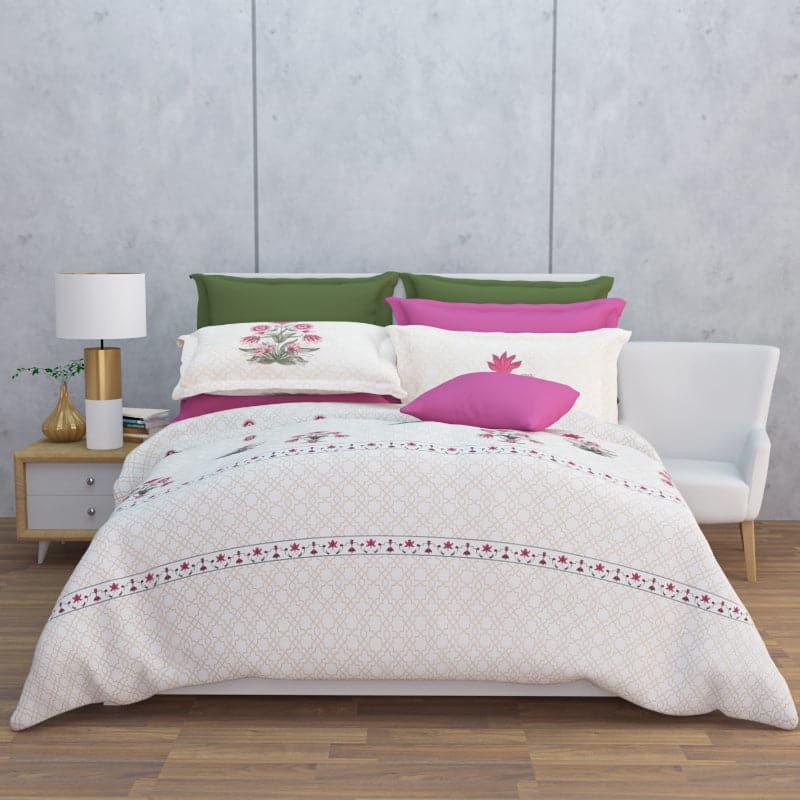 Buy Neja Ethnic Floral Bedsheet - White & Red Bedsheets from Vaaree