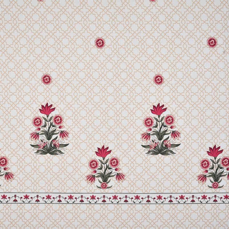 Buy Neja Ethnic Floral Bedsheet - White & Red Bedsheets from Vaaree