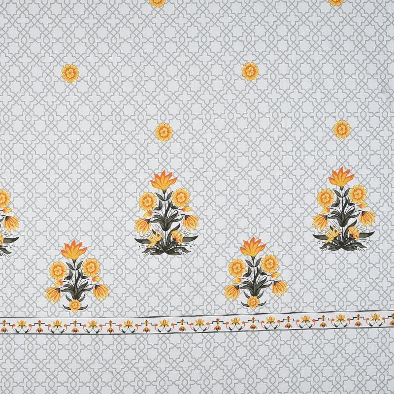 Buy Neja Ethnic Floral Bedsheet - White & Yellow Bedsheets from Vaaree