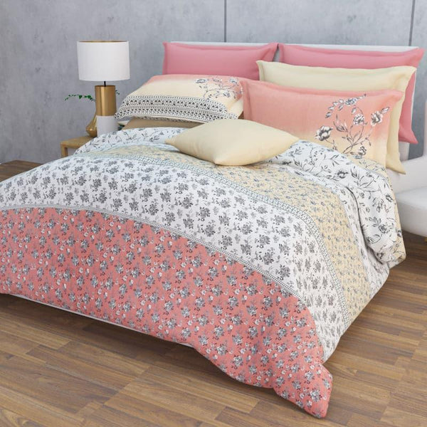 Buy Nesa Flora Stripe - Buff & Peach Bedsheets from Vaaree