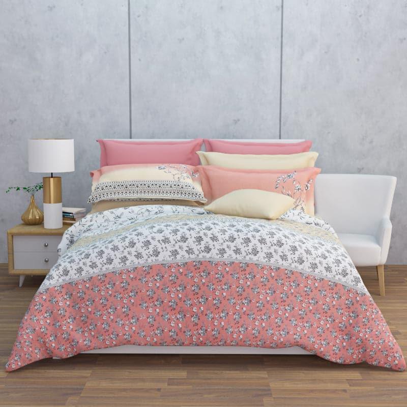 Buy Nesa Flora Stripe - Buff & Peach Bedsheets from Vaaree