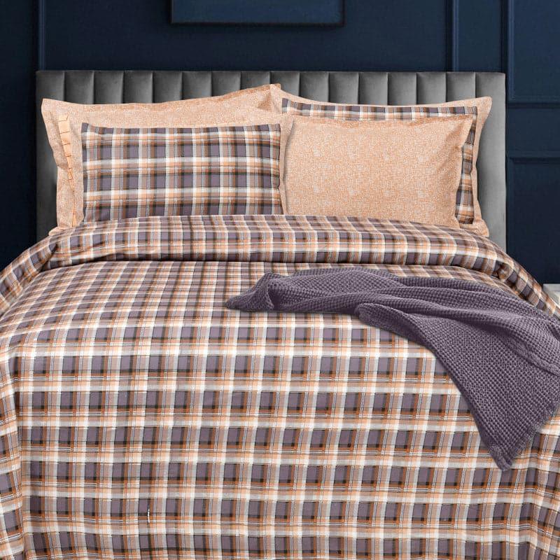 Buy Nesara Checkered Bedsheet - Brown Bedsheets from Vaaree