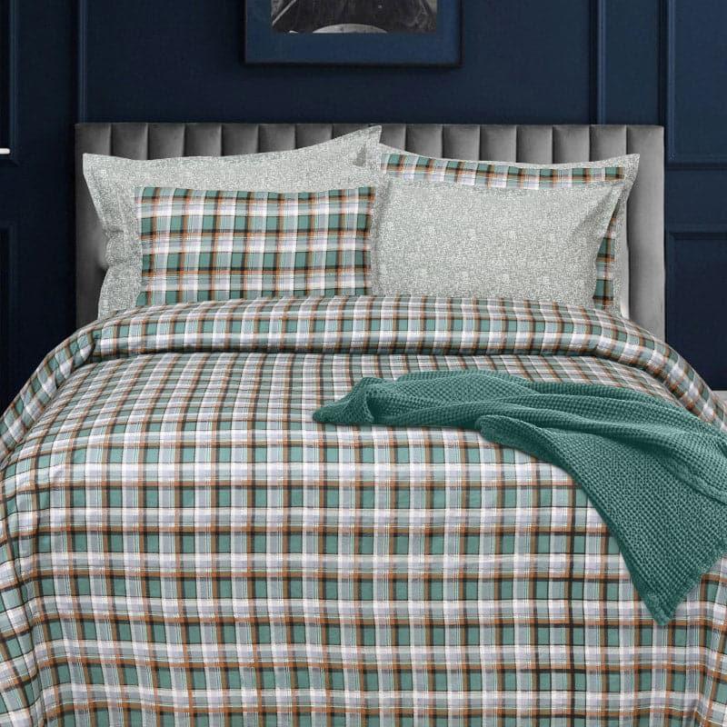 Buy Nesara Checkered Bedsheet - Green Bedsheets from Vaaree