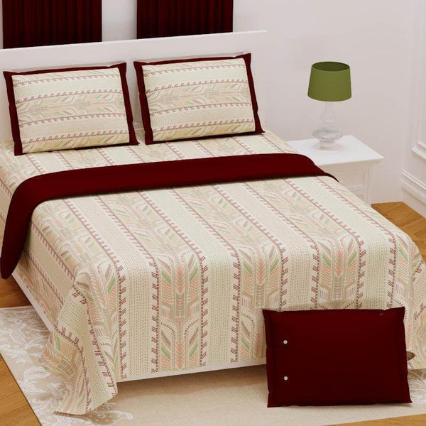 Buy Nidha Stripy Bedsheet - Maroon Bedsheets from Vaaree