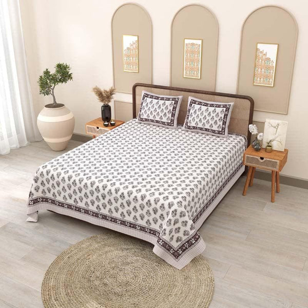 Buy Nimrat Printed Bedsheet - Grey Bedsheets from Vaaree