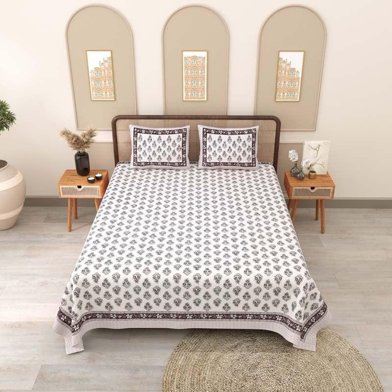 Buy Nimrat Printed Bedsheet - Grey Bedsheets from Vaaree