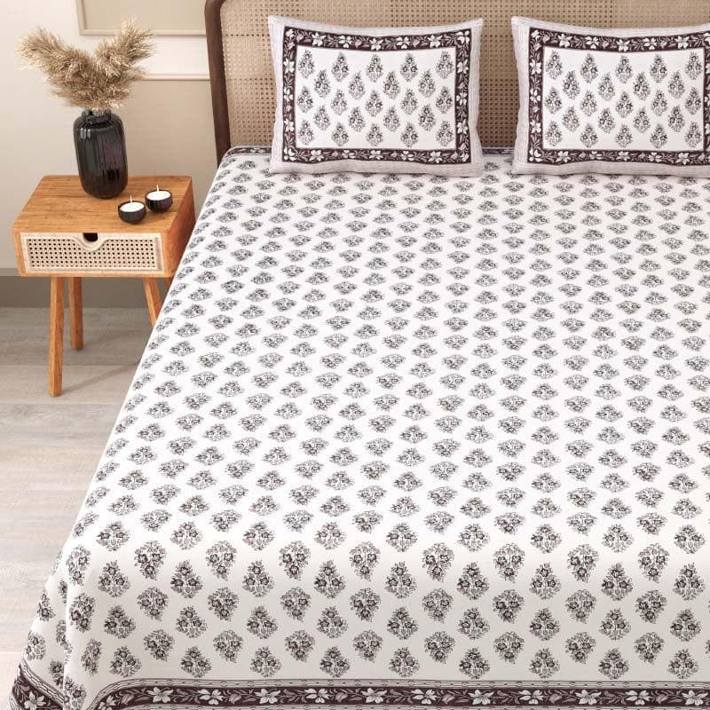 Buy Nimrat Printed Bedsheet - Grey Bedsheets from Vaaree