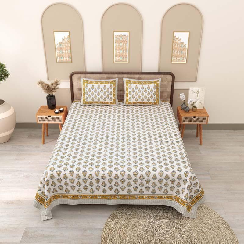 Buy Nimrat Printed Bedsheet - Yellow Bedsheets from Vaaree