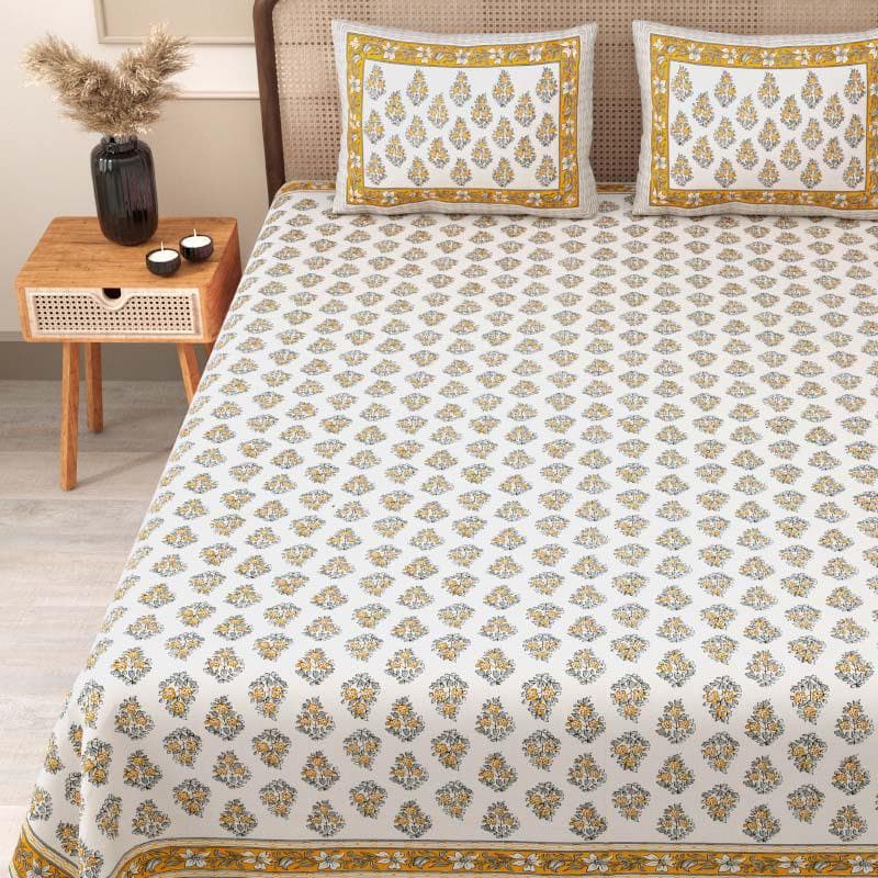 Buy Nimrat Printed Bedsheet - Yellow Bedsheets from Vaaree