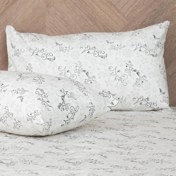 Buy Niraan Floral Bedsheet - Grey Bedsheets from Vaaree