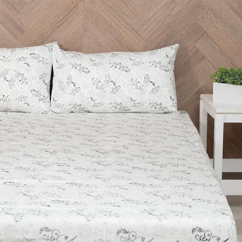 Buy Niraan Floral Bedsheet - Grey Bedsheets from Vaaree