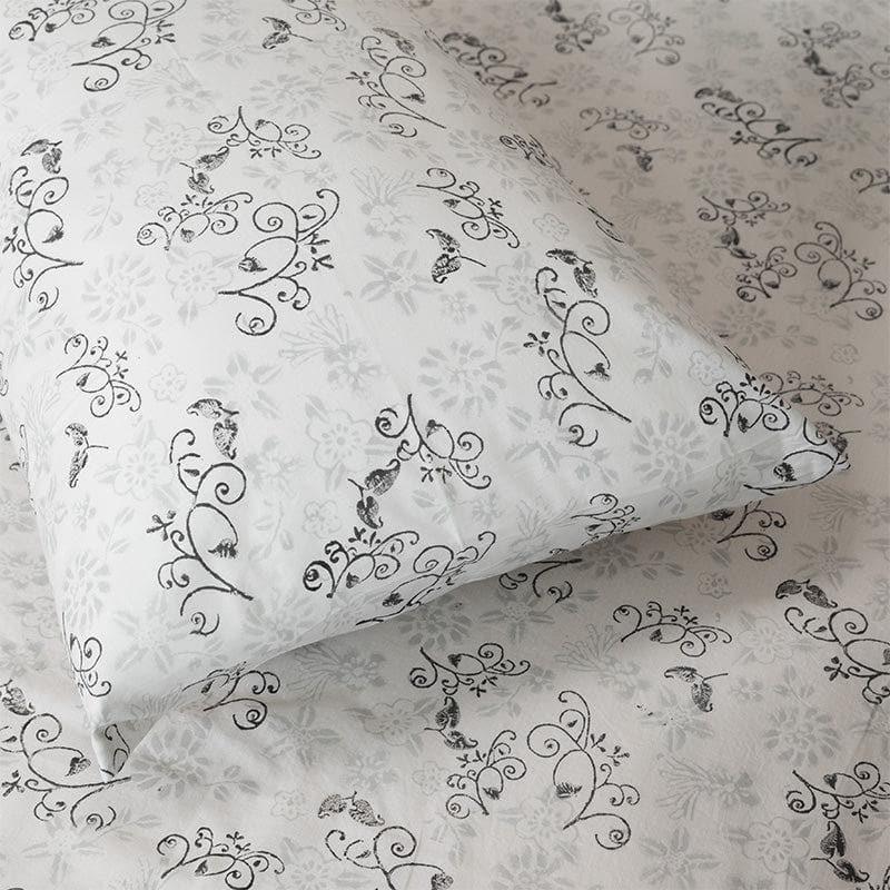 Buy Niraan Floral Bedsheet - Grey Bedsheets from Vaaree